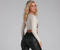 Wheels Of Fire Lace-Up Graphic Top
