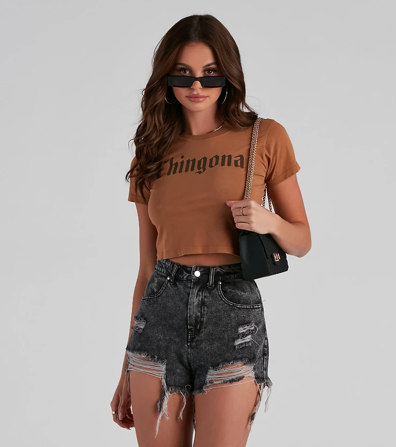 Chingona Graphic Crop Top