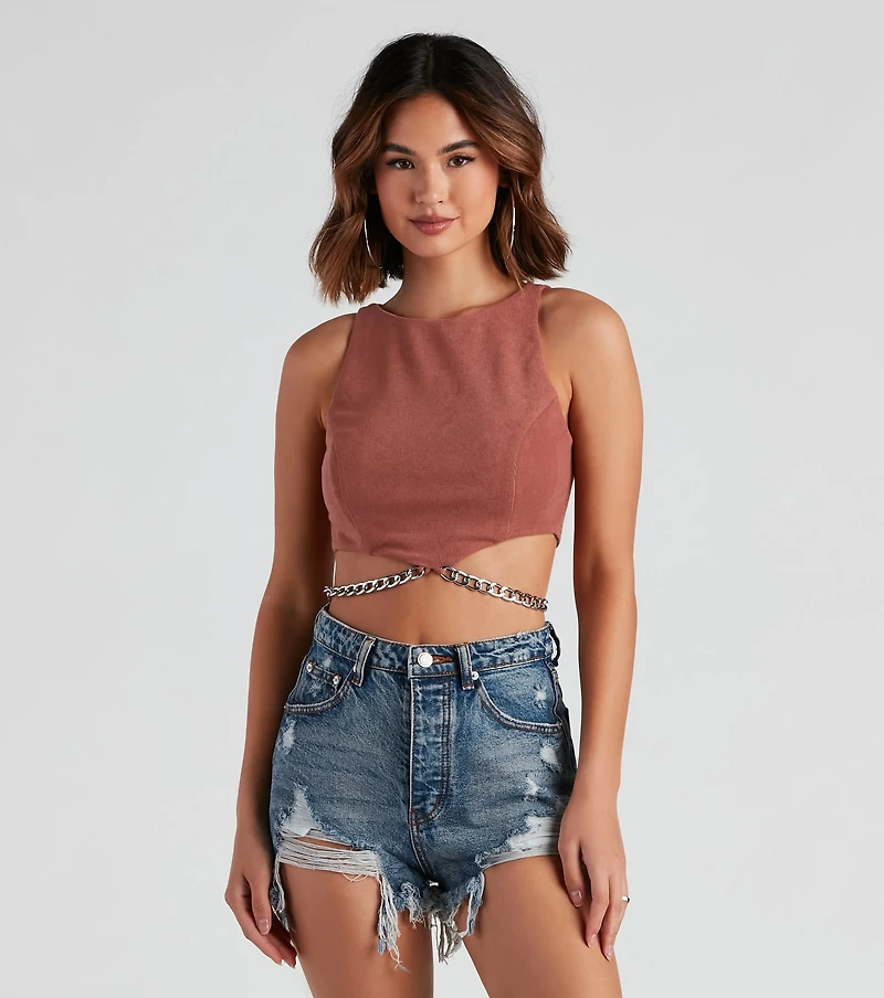 Chain Of Plans High Neck Crop Top