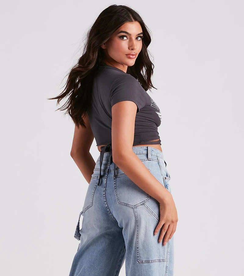 Biker Vibes Motorcycle Cropped Graphic Tee