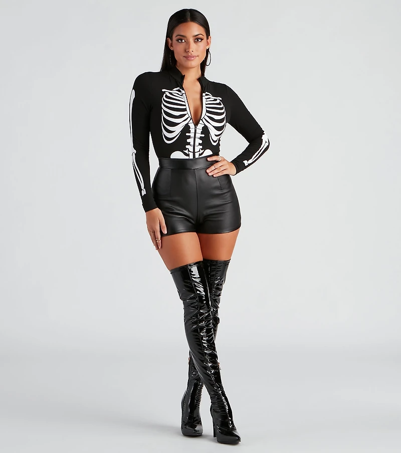 Sultry Skeleton Mock Neck Bodysuit