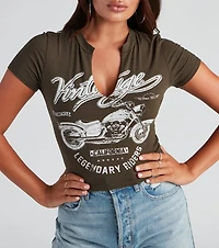 Vintage Moto Graphic Crop Tee