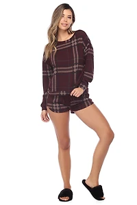 Plum Plaid Dreams Pull Over Top