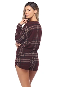 Plum Plaid Dreams Pull Over Top
