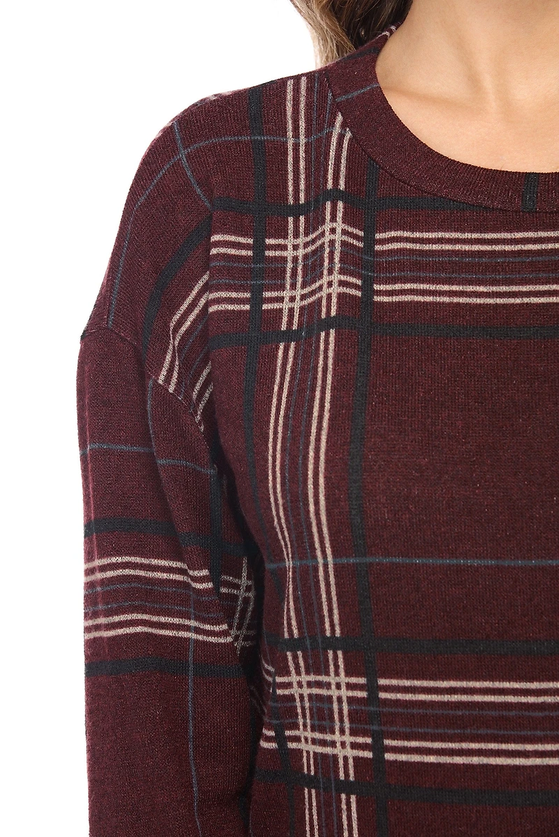 Plum Plaid Dreams Pull Over Top