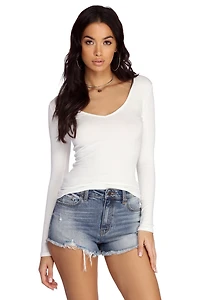 Basic Knit Long Sleeve Top