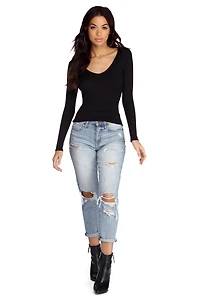 Basic Knit Long Sleeve Top