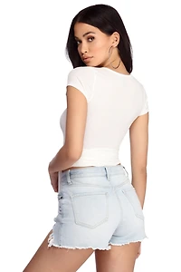 Wrapped Henley Crop Top