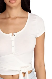 Wrapped Henley Crop Top