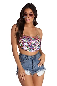 Rainbow Magic Paillette Sequin Chain Top