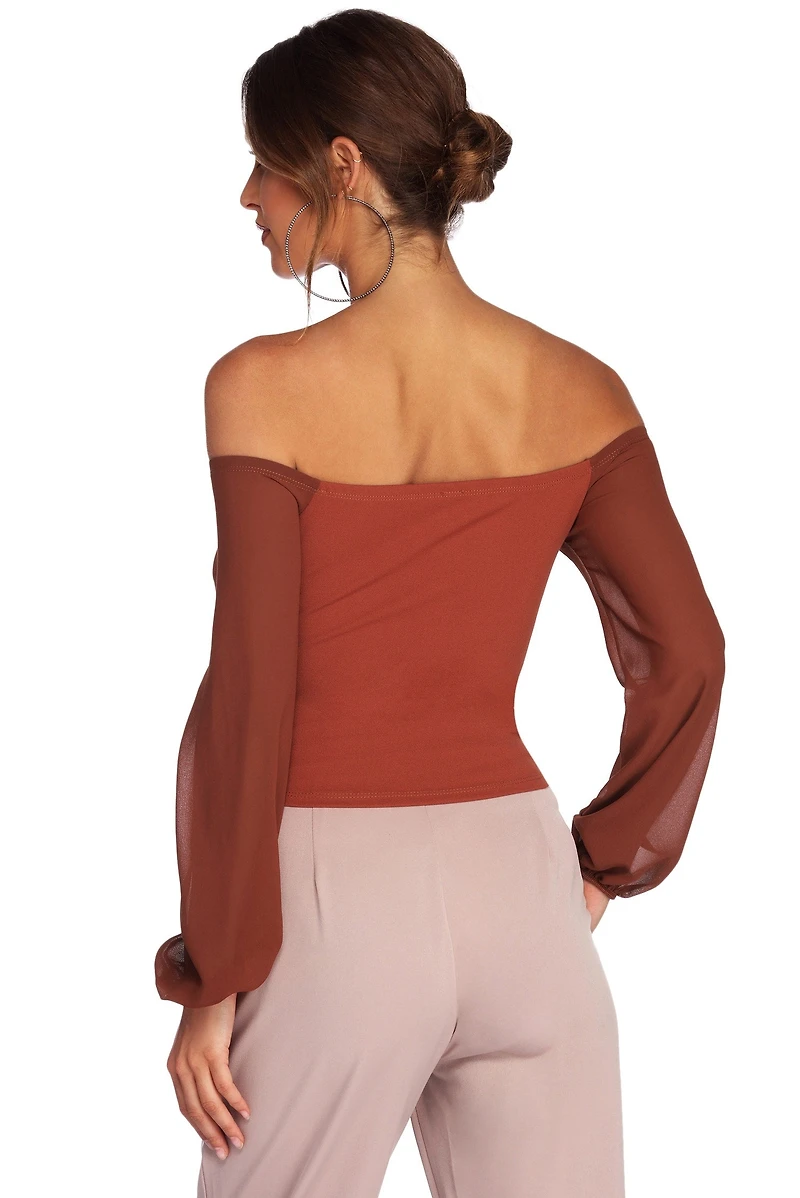 Sophisticated Chiffon Strapless Top