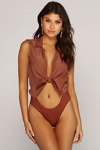 Sexy Sophisticate Tie Front Bodysuit