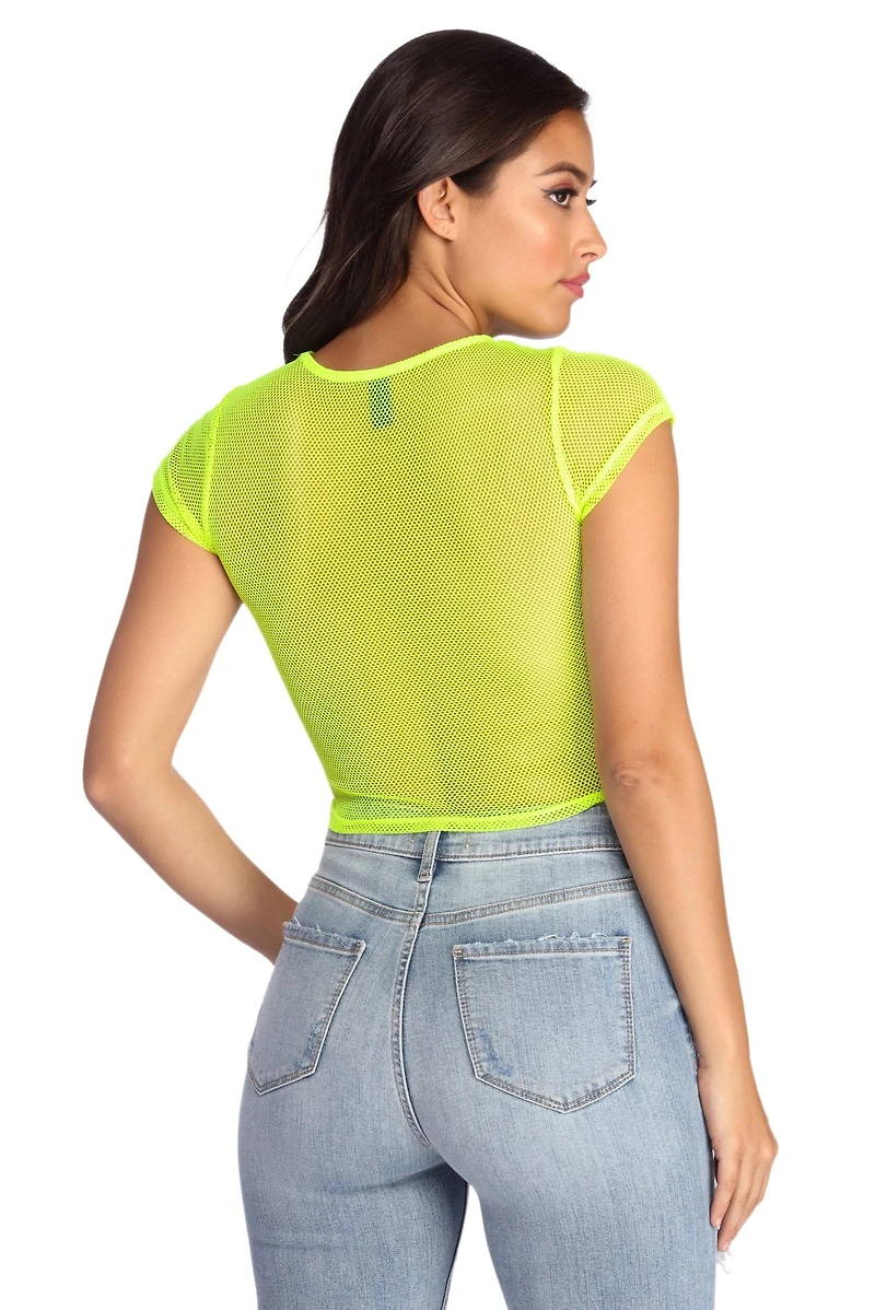 Caught Neon Mesh Top