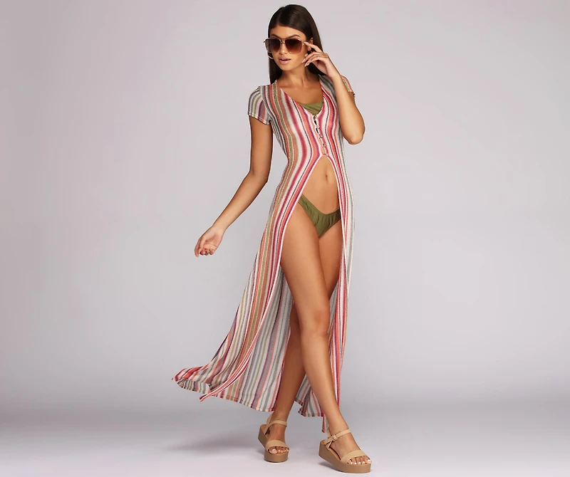 Beautiful And Bright Striped Duster