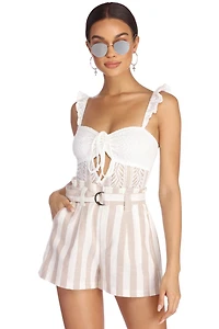 Darling Ruffle Crochet Bodysuit