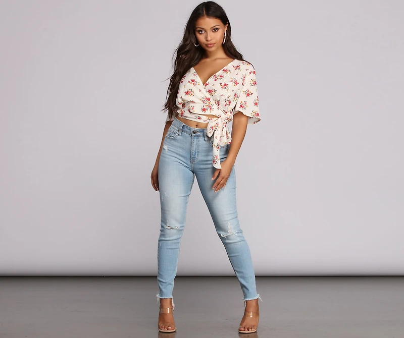 Wrapped Florals Crop Top