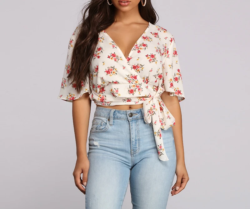 Wrapped Florals Crop Top