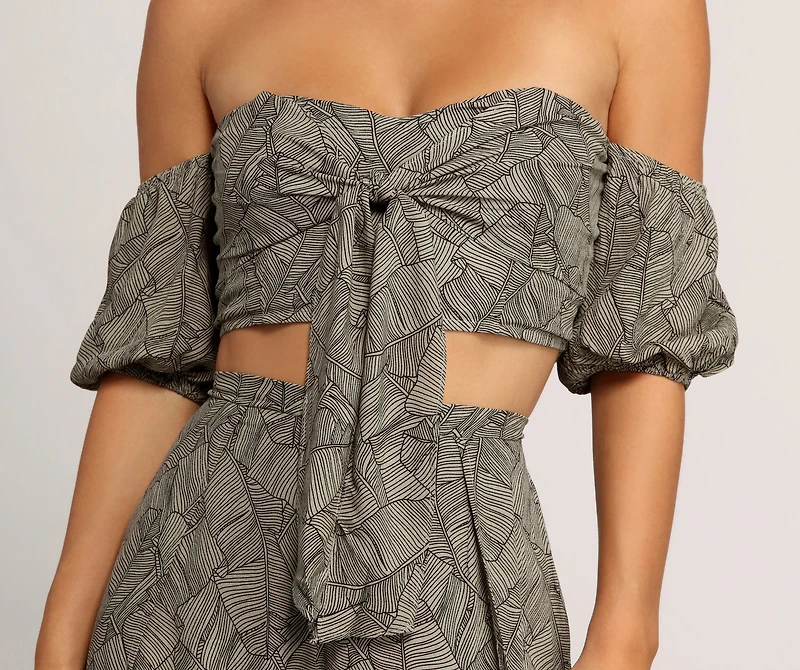 Leafy Greens Printed Crop Top