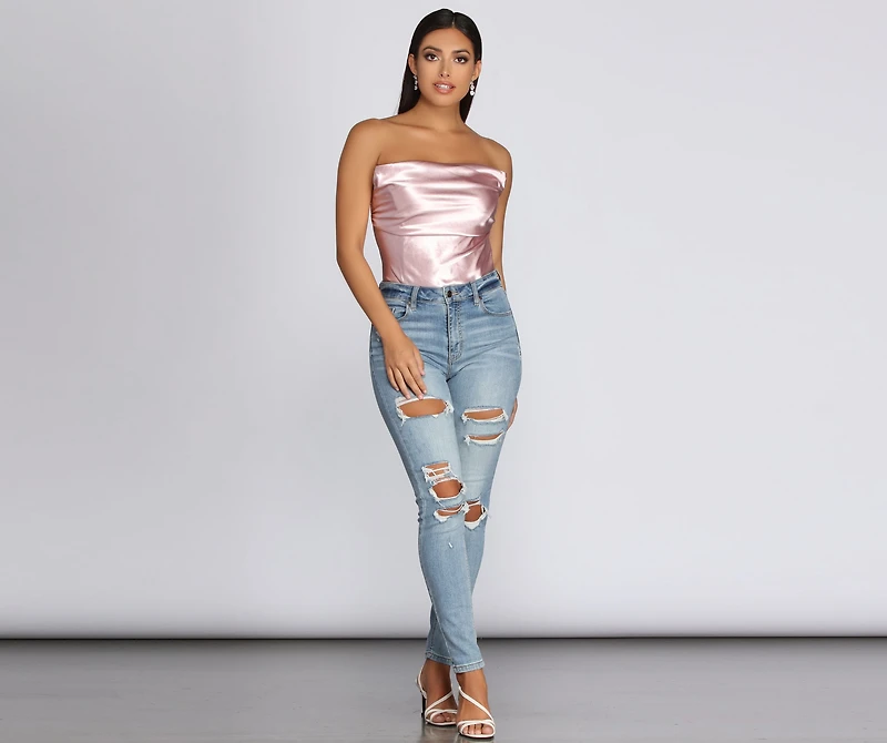 Sultry Satin Corset Crop Top