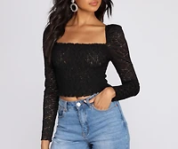 Pretty And Smocked Lace Top