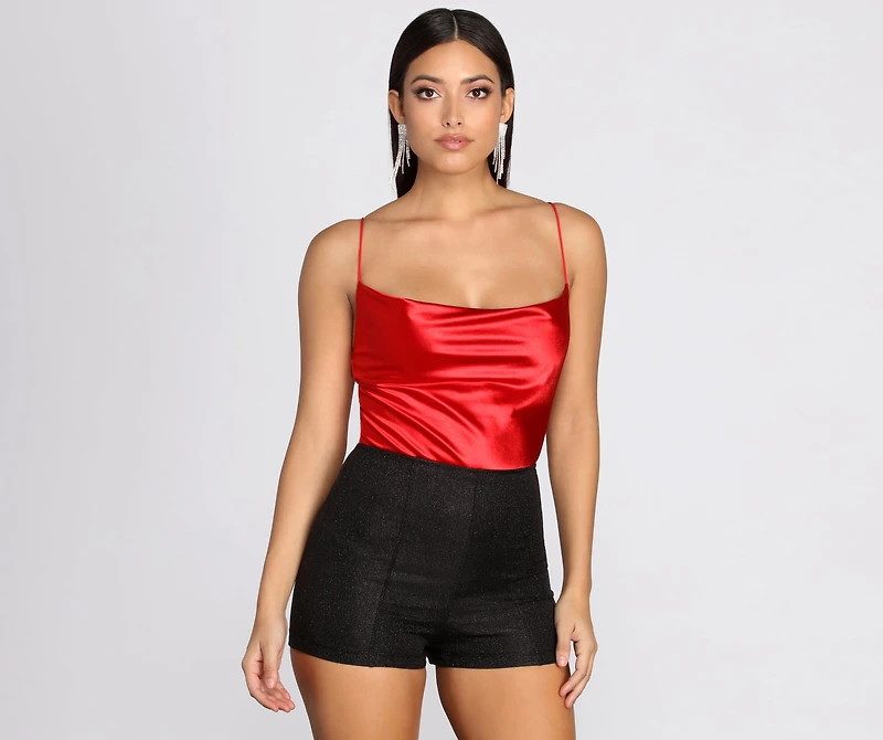 Satin Cowl Neck Bodysuit