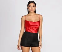 Satin Cowl Neck Bodysuit