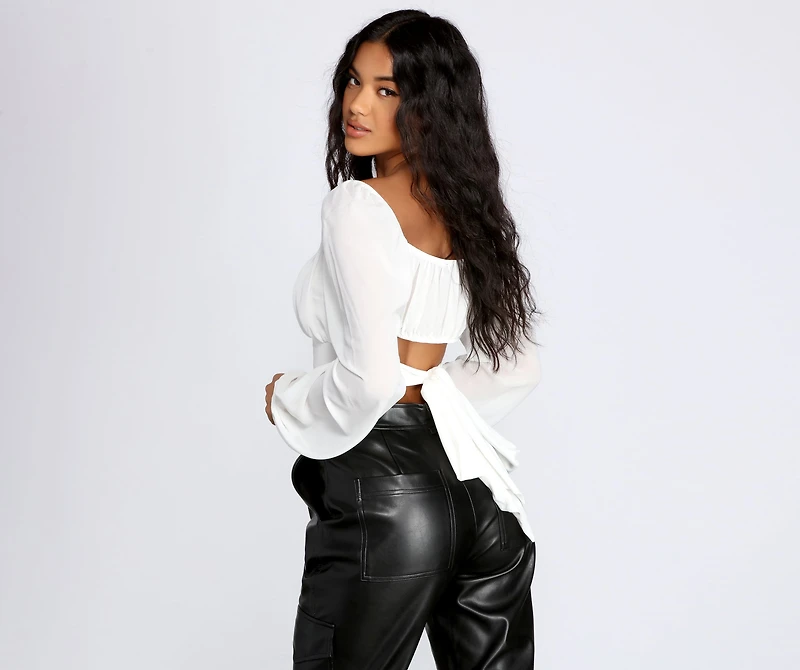 Pretty Pleated Tie Waist Blouse