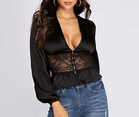 Sleek Satin Lace Blouse