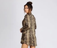 Snake Print Tie Front Tunic