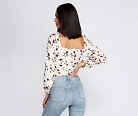 Fall With Floral Tie Front Top