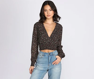 Bloom Babe Ditsy Surplice Top