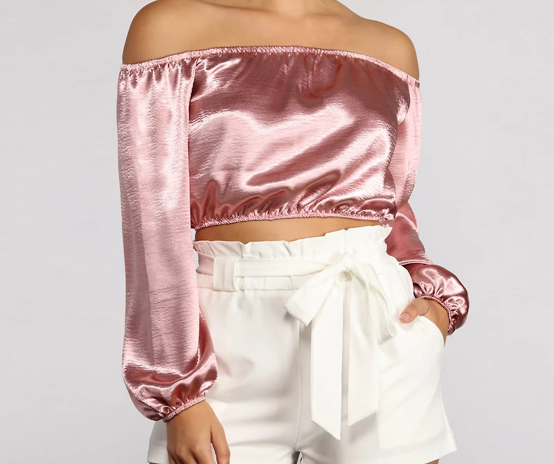 Stunning Sophistication Satin Crop Top