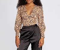Spotted Print Buttoned Blouse