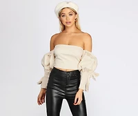 Off The Shoulder Balloon Sleeve Top