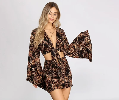 Vacay Mode Tie Front Blouse