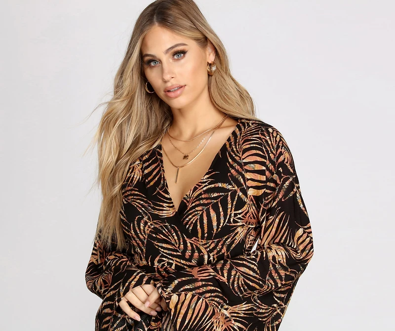 Vacay Mode Tie Front Blouse