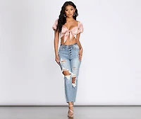 Feelin' Sassy Satin Crop Top