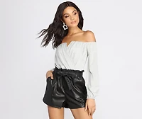 Off The Shoulder Glitter Knit Bodysuit