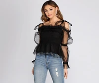 So Extra Mesh Smocked Top