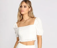 Come Away With Me Puff Sleeve Linen Top