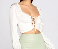 Love The Lace Up Satin Crop Top