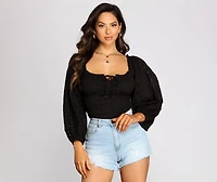 Effortless Eyelet Detail Crop Top