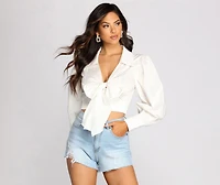Classic Convertible Cropped Blouse