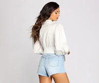 Classic Convertible Cropped Blouse