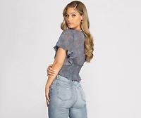 Flutter Some Hearts Floral Crop Top