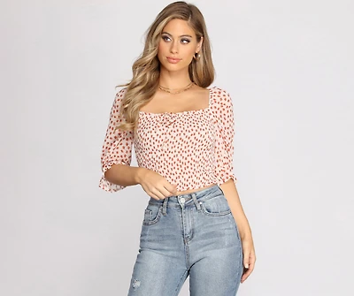 Flirtatious Florals Smocked Crop Top