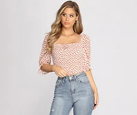 Flirtatious Florals Smocked Crop Top