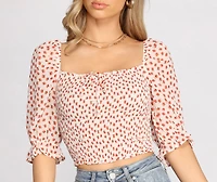 Flirtatious Florals Smocked Crop Top