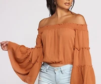 Flowy Feels Off The Shoulder Crop Top