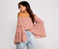 Flowy Feels Off The Shoulder Crop Top